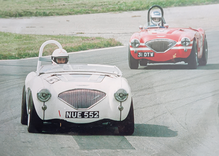Graham Foster and NUE in the Austin Healey Club race series in 1989