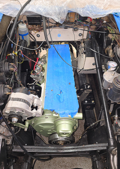 Austin Healey 3000 rebuilt 6-cylinder engine installed in the car