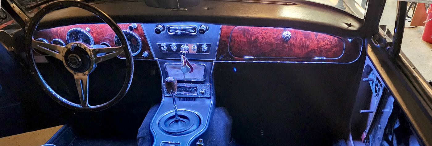 Austin Healey 3000 front end with driving lights installed