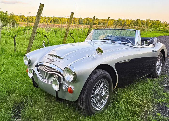 James Kirchner's Austin Healey 3000 parked in the US countryside