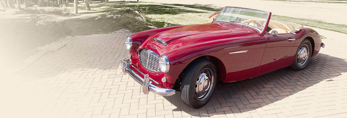 Pete Davies' restored dark red 1961 Austin Healey 3000