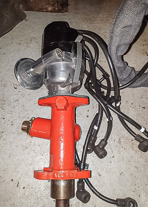 Austin Healey 100/6 ignition and wiring components during restoration